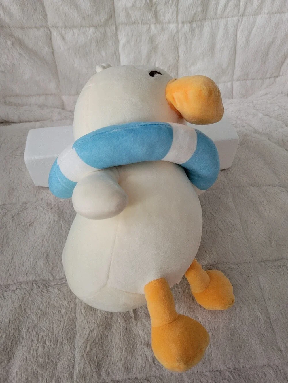 Miniso Plush Yellow Duck with Blue Life Ring Stuffed Animal